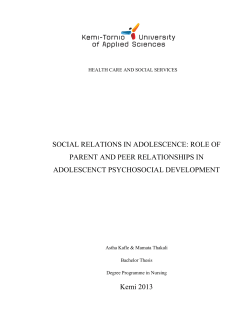SOCIAL RELATIONS IN ADOLESCENCE: ROLE OF