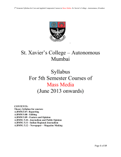 SEMESTER 5 Journalism - St. Xavier`s College