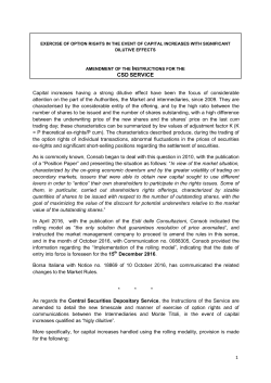 Monte Titoli Instructions for the CSD Service dealing with