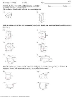 Geometry SAV04,05 - Find LA, SA, Vol of Rect Prism and Cylinder