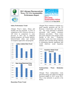 2013 Allergan Pharmaceuticals Waco, TX, USA Sustainability