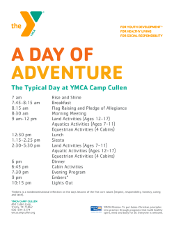 Sample Schedule - YMCA Camp Cullen