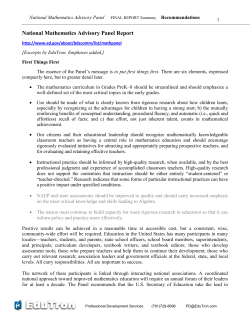 National Mathematics Advisory Panel Report