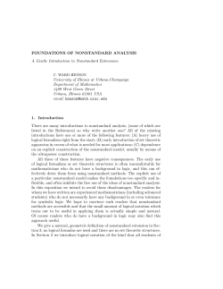 FOUNDATIONS OF NONSTANDARD ANALYSIS A