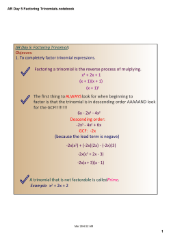 AR Day 5 Factoring Trinomials.notebook