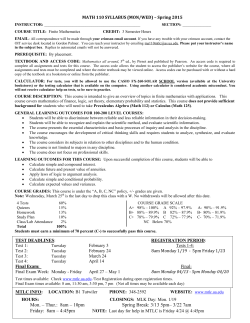 MATH 110 SYLLABUS - MTLC - The University of Alabama