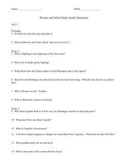 Romeo and Juliet Study Guide Questions Act 1