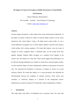 The Impact of Unaware Perception on Bodily Interaction in Virtual