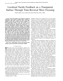Localized Tactile Feedback on a Transparent Surface