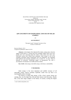 ADVANCEMENT OF KNOWLEDGE AND USE OF SOLAR ENERGY