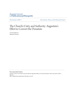 The Church`s Unity and Authority: Augustine`s Effort to Convert the