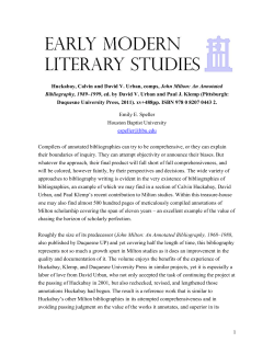 1 Huckabay, Calvin and David V. Urban, comps, John Milton: An