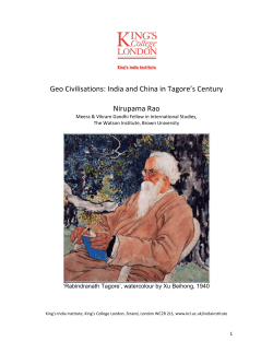 Geo Civilisations: India and China in Tagore`s Century Nirupama Rao
