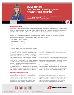 SARA delivers One Common Alerting System for Acute Care facilities