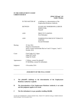 [2016] NZEmpC 143 - Employment Court