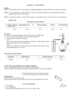 1 Chemistry: 6. Carbon Dioxide Syllabus OC27 Prepare carbon