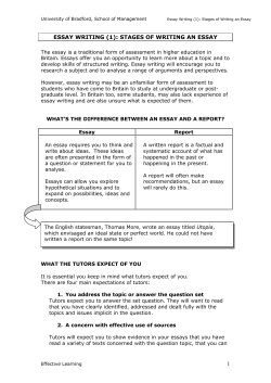 ESSAY WRITING (1): STAGES OF WRITING AN ESSAY