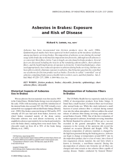 Asbestos in Brakes: Exposure and Risk of Disease