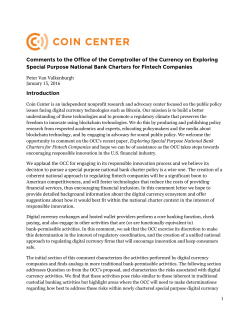 Comments to the Office of the Comptroller of the Currency on