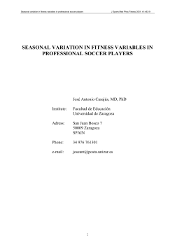 seasonal variation in fitness variables in professional soccer players