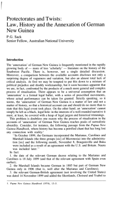Law, History and the Annexation of German New Guinea