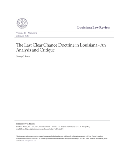 The Last Clear Chance Doctrine in Louisiana