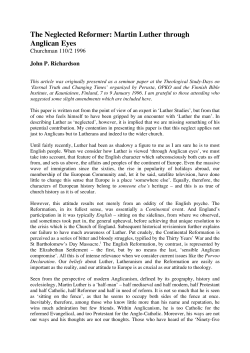 The Neglected Reformer: Martin Luther through