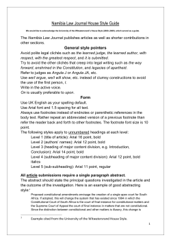 Namibia Law Journal House Style Guide
