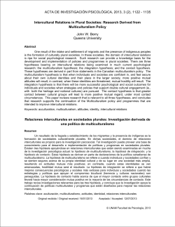 Intercultural relations in plural societies: Research derived from