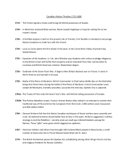 Canadian History Timeline 1713-1800 Significant Events Project