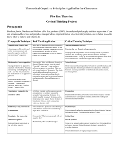 Five Key Theories: Critical Thinking Project Propaganda