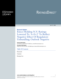 Eneco Holding N.V. Ratings Lowered To `A-/A