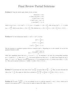 Partial Solutions for extra problems