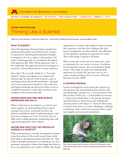 Thinking Like a Scientist - University of Minnesota Extension