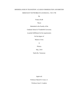 BORDERLANDS IN TRANSITION: ACADIAN IMMIGRATION AND