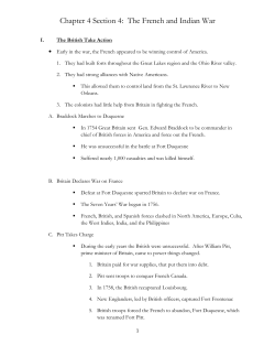 Chapter 4 Section 4: The French and Indian War