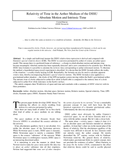 Relativity of Time in the Aether-Space of the DSSU