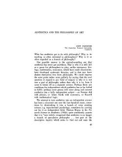 AESTHETICS AND THE PHILOSOPHY OF ART What has aesthetics