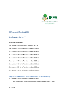 IFFA Annual Meeting 2016 Membership fee 2017