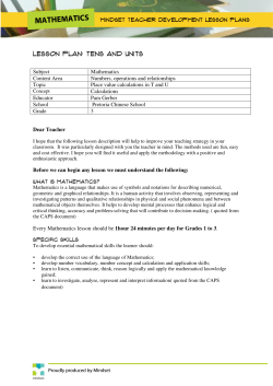 LESSON PLAN: Tens and Units