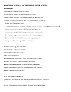 DIRECTOR OF CATERING - RAY`S BOATHOUSE, CAFE