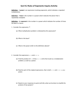 Sect R.2 Rules of Exponents Inquiry Activity
