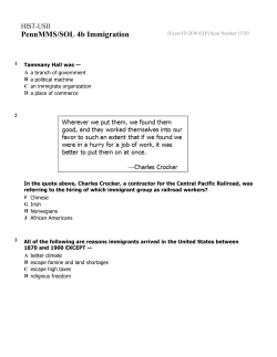 HIST-USII Exam #0 PennMMS/SOL 4b Immigration