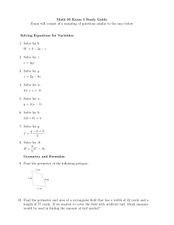 Math 95 Exam 3 Study Guide Exam will consist of a sampling of