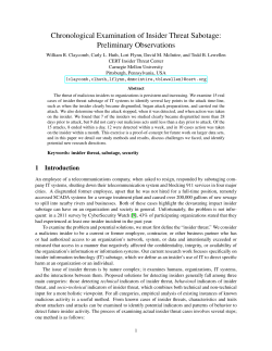 Chronological Examination of Insider Threat Sabotage: Preliminary