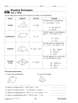 Reading Strategies Use a Table