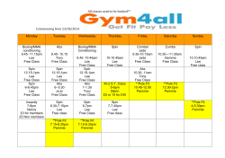 All classes need to be booked** Commencing from 23/06/2014