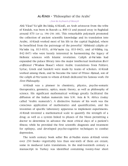 AL-KINDI `Philosopher of the Arabs` Abū Yūsuf Yaʿqūb ibn Isḥāq Al