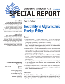 Neutrality in Afghanistan`s Foreign Policy