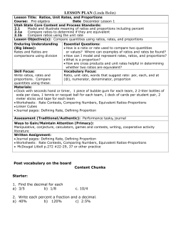 5. Ratio, Rate, Proportion Lesson Plan